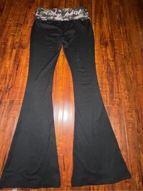 Baby Phat Black Leggings with Camo Foldover Waistband